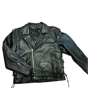 USA Bikers Dream Apparel Mens 48 Black Leather Motorcycle Jacket/Coat Thinsulate